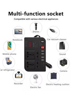 BYGD BYGD 300W Car Inverter DC 12V to AC 220V Converter Outlets 4 USB Fast Charging Universal Socket Power Adapter Inverter  - Image 4