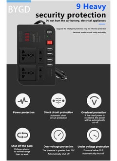 BYGD BYGD 300W Car Inverter DC 12V to AC 220V Converter Outlets 4 USB Fast Charging Universal Socket Power Adapter Inverter  - Image 5