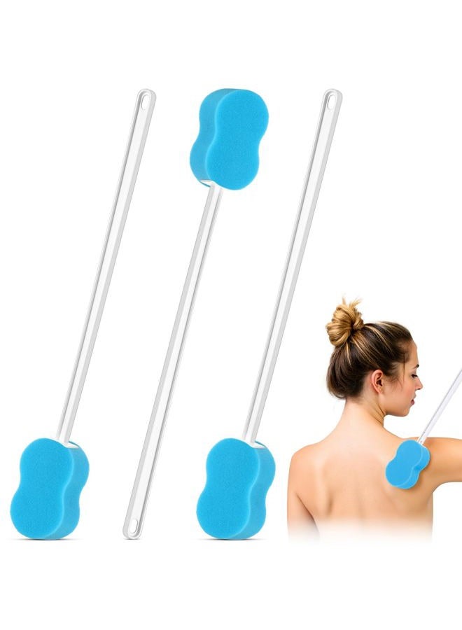 Norme 3 Pcs 22.4 Inch Back Sponge Lightweight Long Handle Bath Sponge Cleaning Sponge on a Stick Body Scrubbers for Use in Shower Handled Back Washer for Foot Body Limited Range of Motion, Blue - Image 1