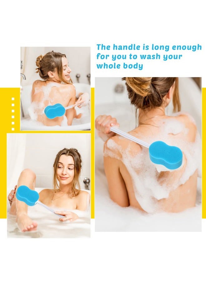 Norme 3 Pcs 22.4 Inch Back Sponge Lightweight Long Handle Bath Sponge Cleaning Sponge on a Stick Body Scrubbers for Use in Shower Handled Back Washer for Foot Body Limited Range of Motion, Blue - Image 5