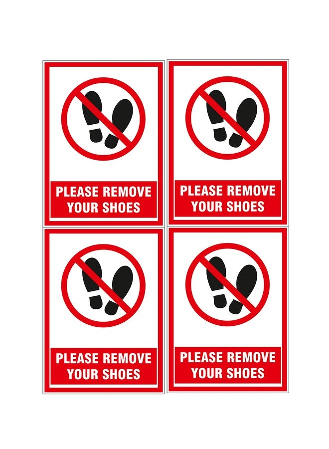 NS INVENTIVENESS - Please Remove Your Shoes Sign PVC Sticker Pack of 4 - (Portrait A5, 6 inch X 8 inch) - Image 1