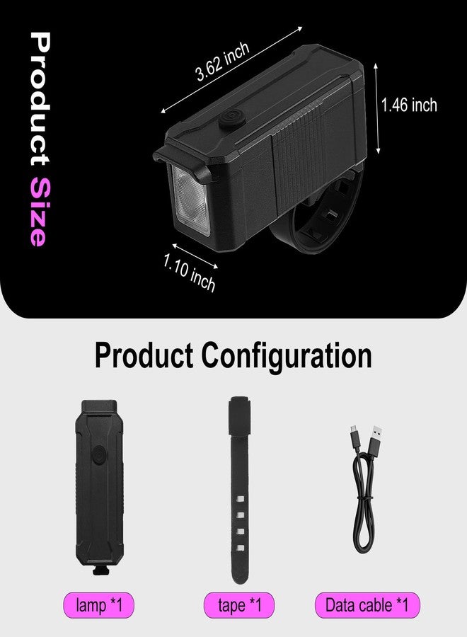 Qisan Bike Headlight 80Lumens Bike Light 3 Modes USB Rechargeable Waterproof Safety Bikes Front Light for Road, Mountain, Night Riding | Safety Cycling Accessories for Road, Mountain & Cycling - Black - Image 2