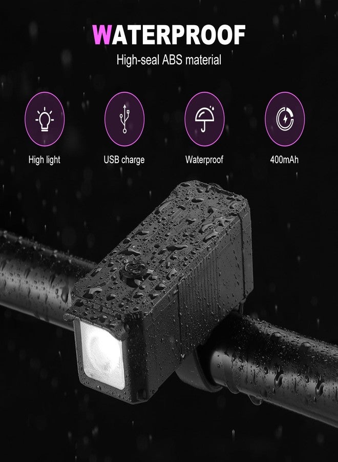 Qisan Bike Headlight 80Lumens Bike Light 3 Modes USB Rechargeable Waterproof Safety Bikes Front Light for Road, Mountain, Night Riding | Safety Cycling Accessories for Road, Mountain & Cycling - Black - Image 4