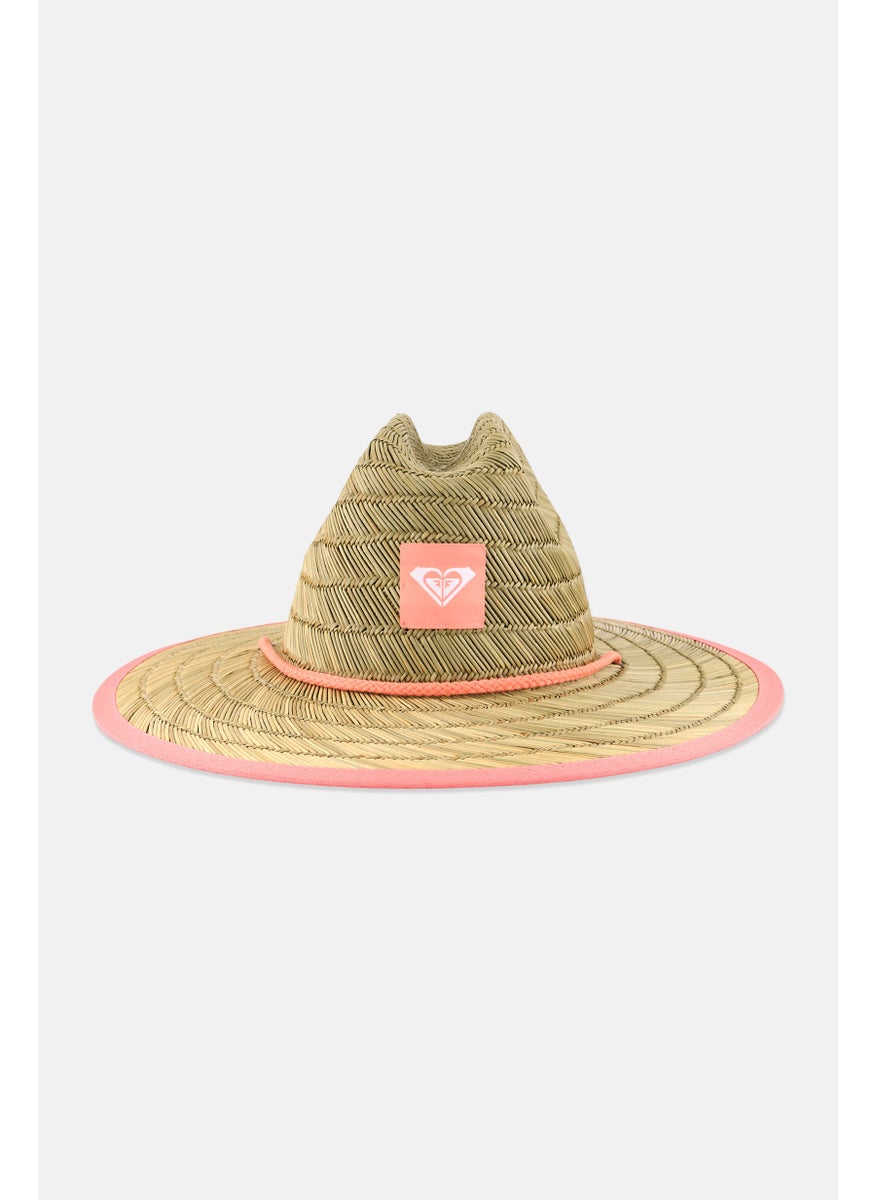 Roxy - Women Brand Logo Straw Hat, Beige - Image 1