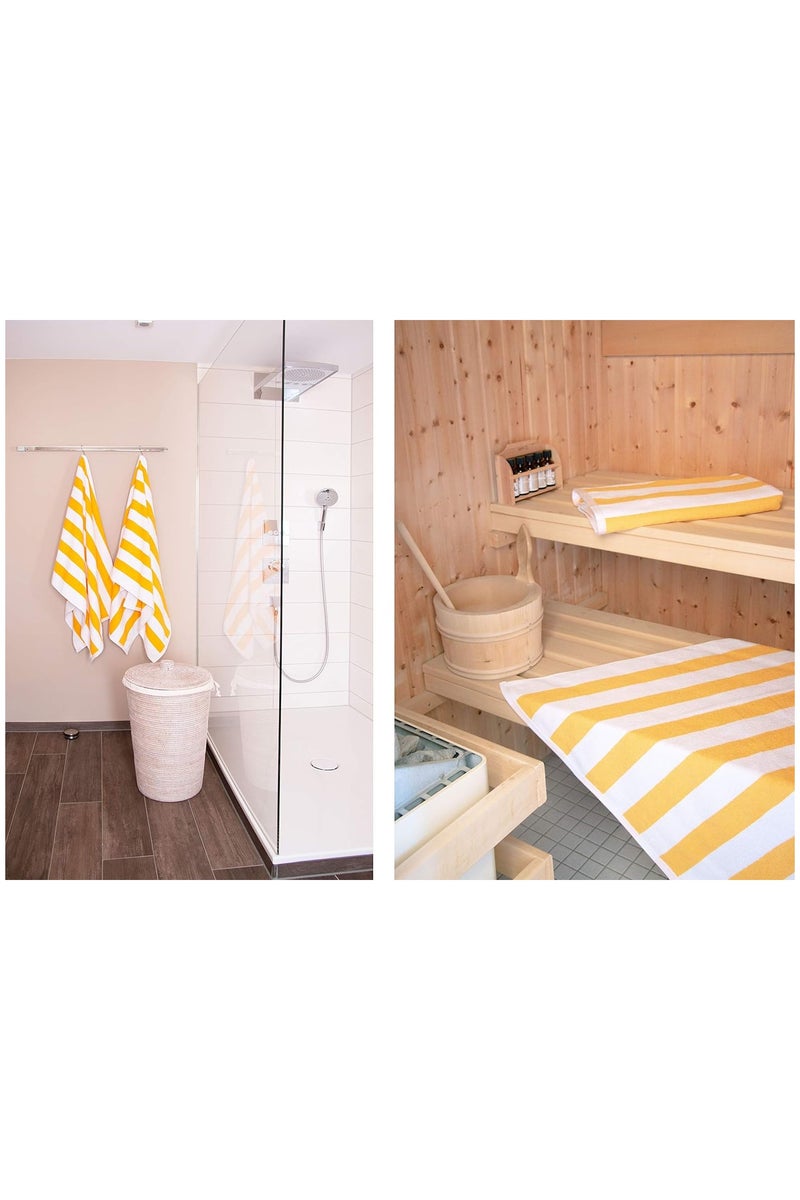Fabienne 2-Pc Oversized Premium Beach Towels 90x180 cm Luxury Pool Towel Cabana Stripe Oversized Bath Sheet Spa Towel Sand Resistant 5-Star Hotel Quality Towel Yellow - Image 2