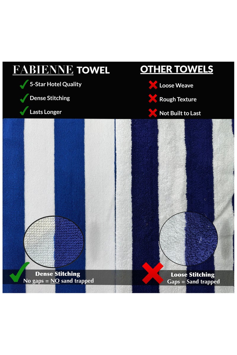 Fabienne 2-Pc Oversized Premium Beach Towels 90x180 cm Luxury Pool Towel Cabana Stripe Oversized Bath Sheet Spa Towel Sand Resistant 5-Star Hotel Quality Towel Yellow - Image 3