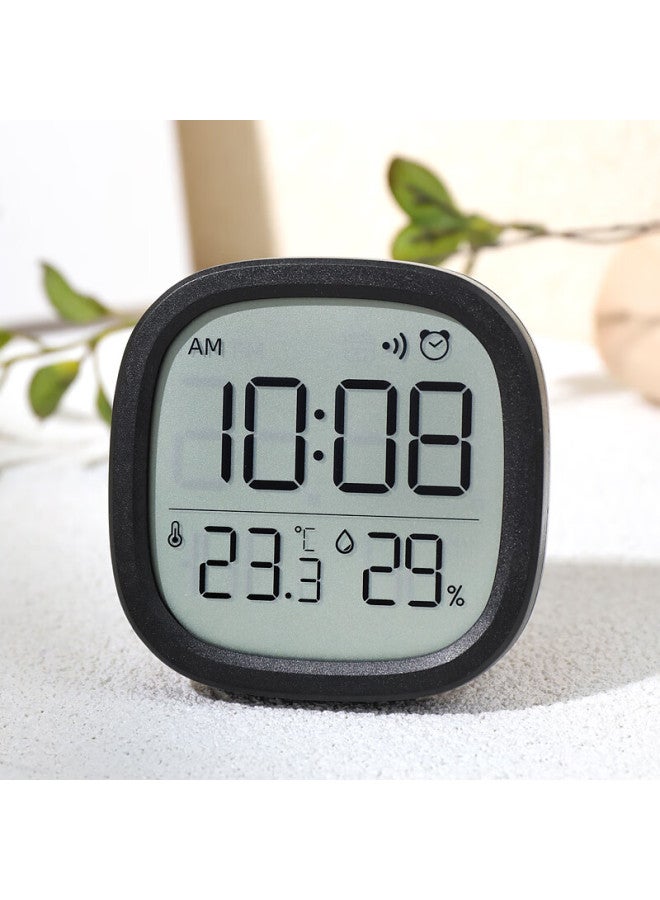 Hense Magnetic Alarm Clock Kitchen Clock Refrigerator Sticker Temperature And Humidity Digital Clock Desktop Table Clock Wall Clock No Drilling Required Student Bedside Alarm Clock Ha302b Black Model - Image 2