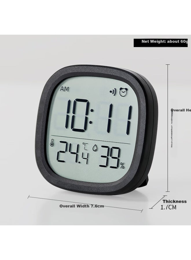 Hense Magnetic Alarm Clock Kitchen Clock Refrigerator Sticker Temperature And Humidity Digital Clock Desktop Table Clock Wall Clock No Drilling Required Student Bedside Alarm Clock Ha302b Black Model - Image 3