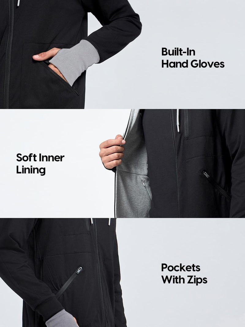 Bewakoof Men's Solid Regular Fit Full Sleeve Cotton Blend Reversible Zipper Airport Hoodies_685554_Black_L - Image 2