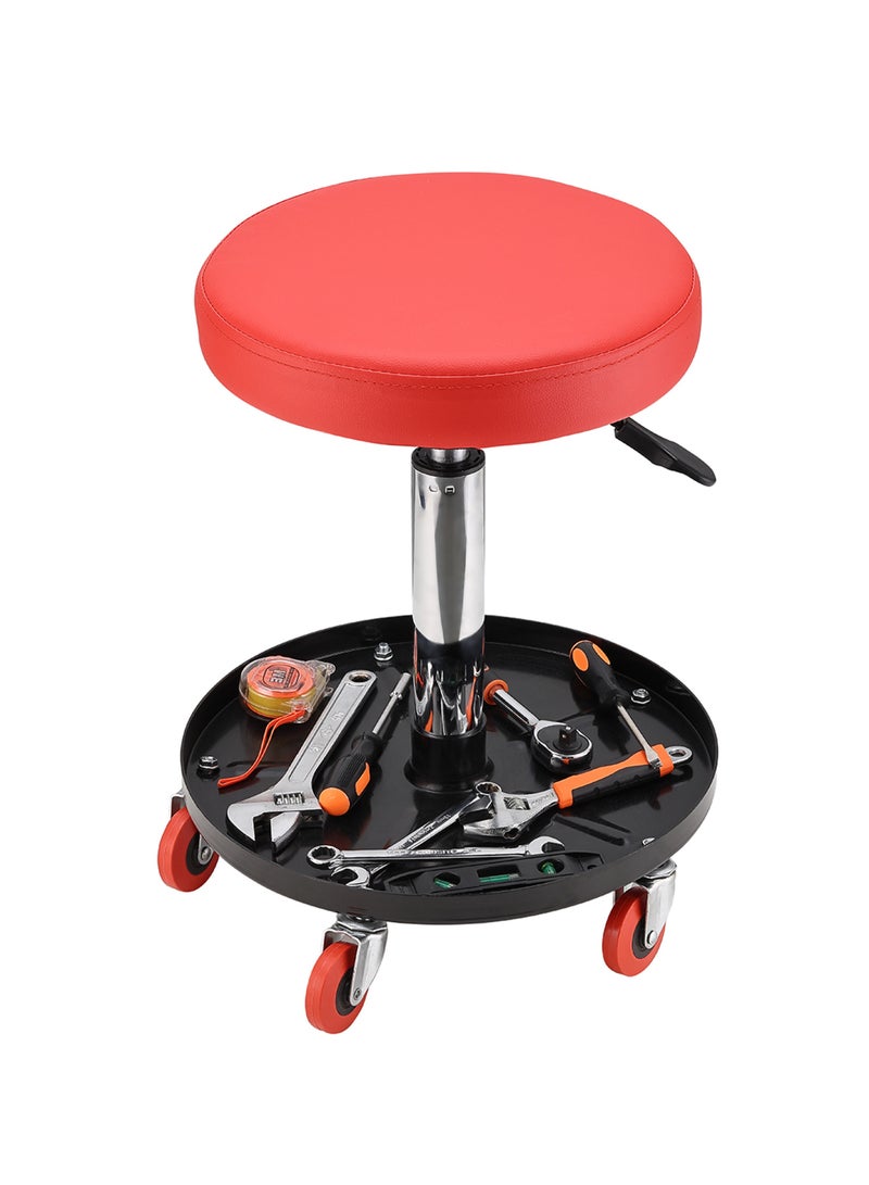 LAWAZIM Mechanic Stool with Tool Tray Storage - Adjustable Rolling Pneumatic Creeper with Padded Seat, Swivel Casters, Height Adjustable (43-65 cm) Garage Seat for Automotive, Workshop, and Car Repair - Image 1