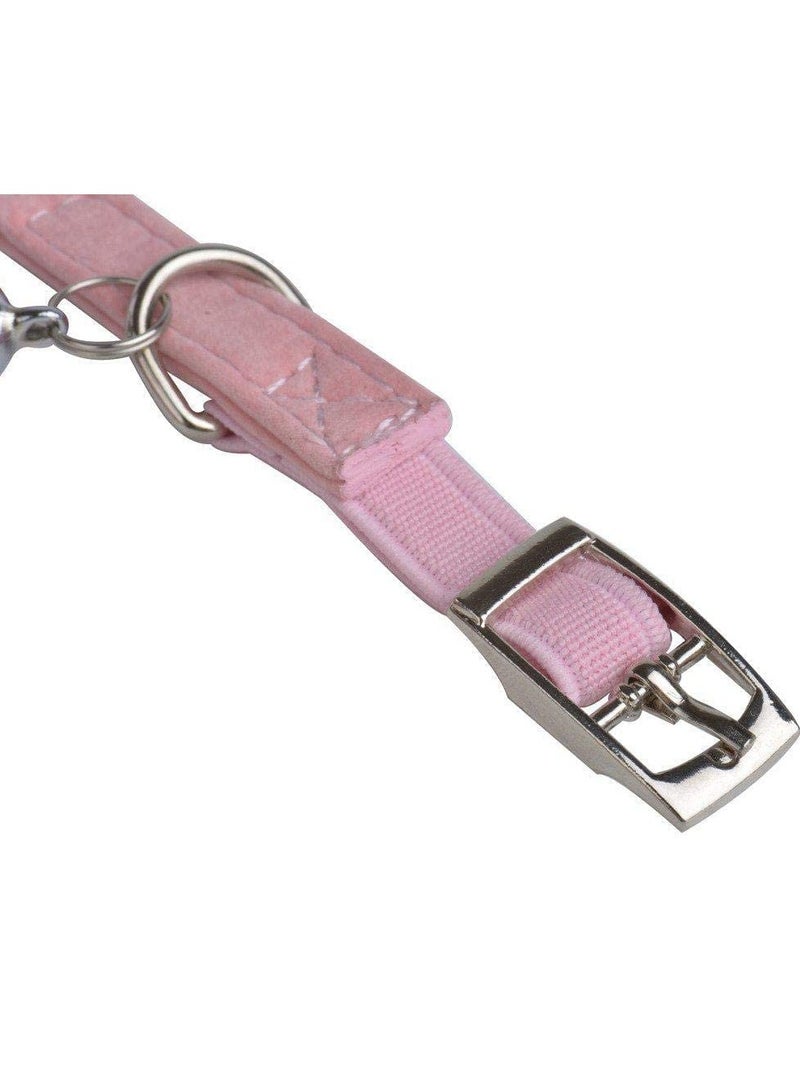 RTYY Adjustable Cat Collar Small Dog Anti-suffocation Collar with Bell Rhinestone Soft Velvet Pet Cat or Small Dog Necklace Pink - Image 4