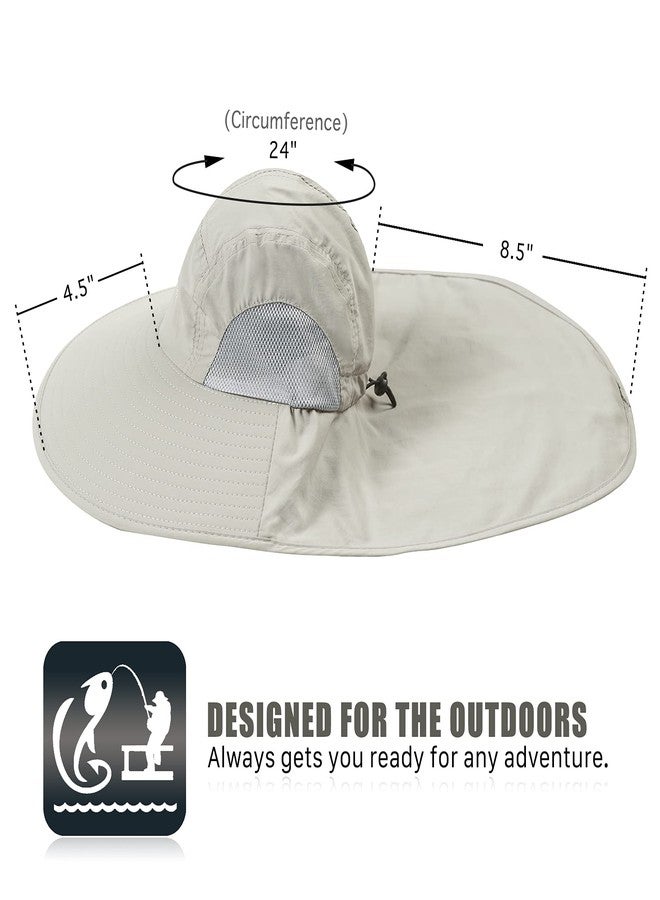 KOOLSOLY Outdoor Sun Hat for Men with 50+ UPF Protection Safari Cap Wide Brim Fishing Hat with Neck Flap, for Dad Light Grey - Image 3