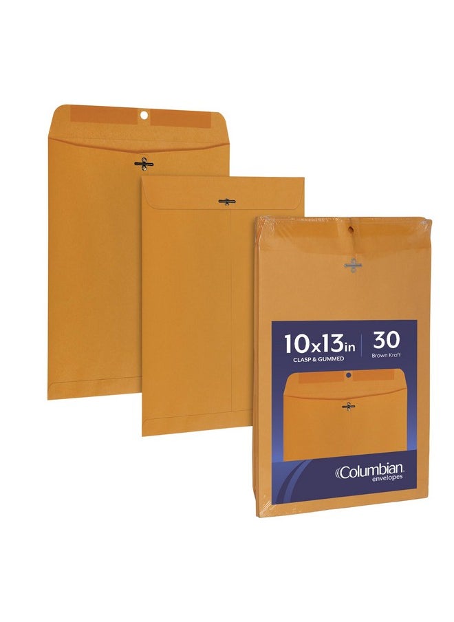 Columbian - 10 X 13 Clasp Envelopes, Gummed, 28 Lb Brown Kraft, For Mailing Flat Letter Size Documents Or Photos, Bulk Pack, 30 Per Pack (Colo405) - Image 1