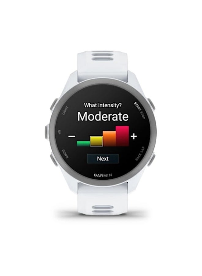 GARMIN Forerunner 170 MUSIC - 43mm - Whitestone/Cloud Blue - Up to 10 Days of Battery Life - 1.2” AMOLED Display , Chemically-strengthened glass, Heart Rate Monitor, All day stress monitor, Gps tracking, Music on your Wrist, iOS and Android compatible Whitestone/Cloud Blue - Image 4