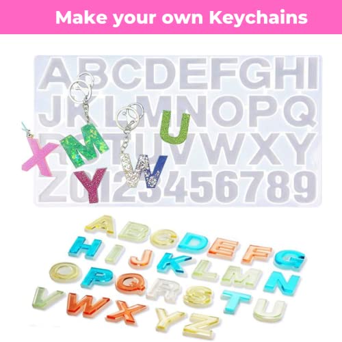Oytra Resin Art Kit with Moulds and Tools Keychain Making Epoxy Liquid and Alphabet Number Silicone Mold for Keychains DIY Craft Materials for Beginners Casting Set for Artist Professionals - Image 4