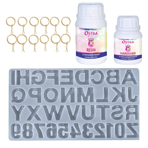 Oytra Resin Art Kit with Moulds and Tools Keychain Making Epoxy Liquid and Alphabet Number Silicone Mold for Keychains DIY Craft Materials for Beginners Casting Set for Artist Professionals - Image 1