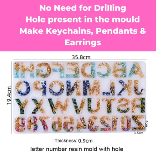 Oytra Resin Art Kit with Moulds and Tools Keychain Making Epoxy Liquid and Alphabet Number Silicone Mold for Keychains DIY Craft Materials for Beginners Casting Set for Artist Professionals - Image 5