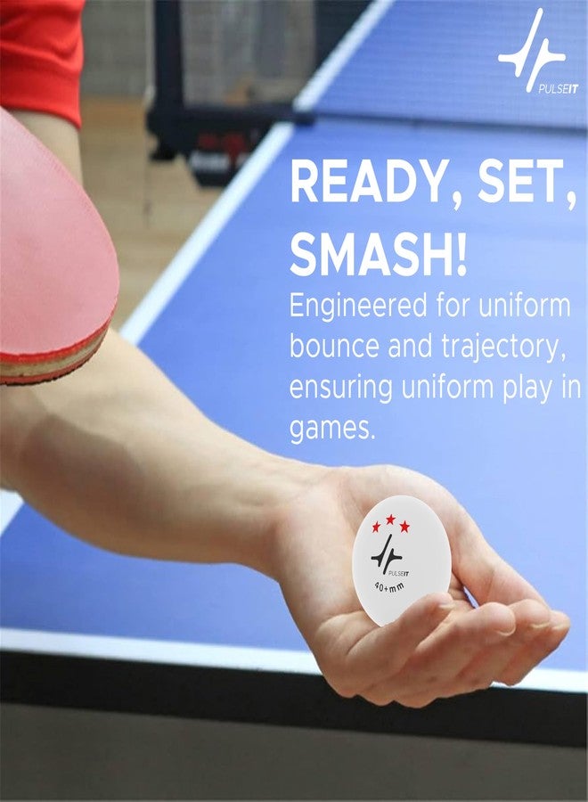 PulseITBounce - High Performance Table Tennis Balls, 40+ for Professional Matches, 3-Star Ping Pong Balls for Kids & Adults Training, Durable ABS Plastic (White) (Pack of 3) - Image 4