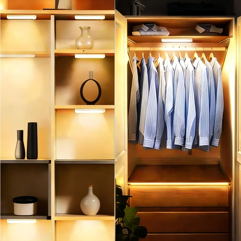 8pcs Rechargeable Led Motion Sensor Light Strip Cool White Auto On Off Dimmable Wall Mounted For Cabinet Wardrobe Bedroom - Image 5