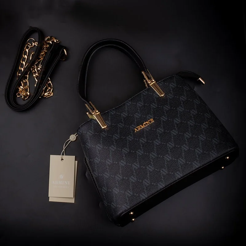 ARMINE Black Dotted Classic Women's Handbag