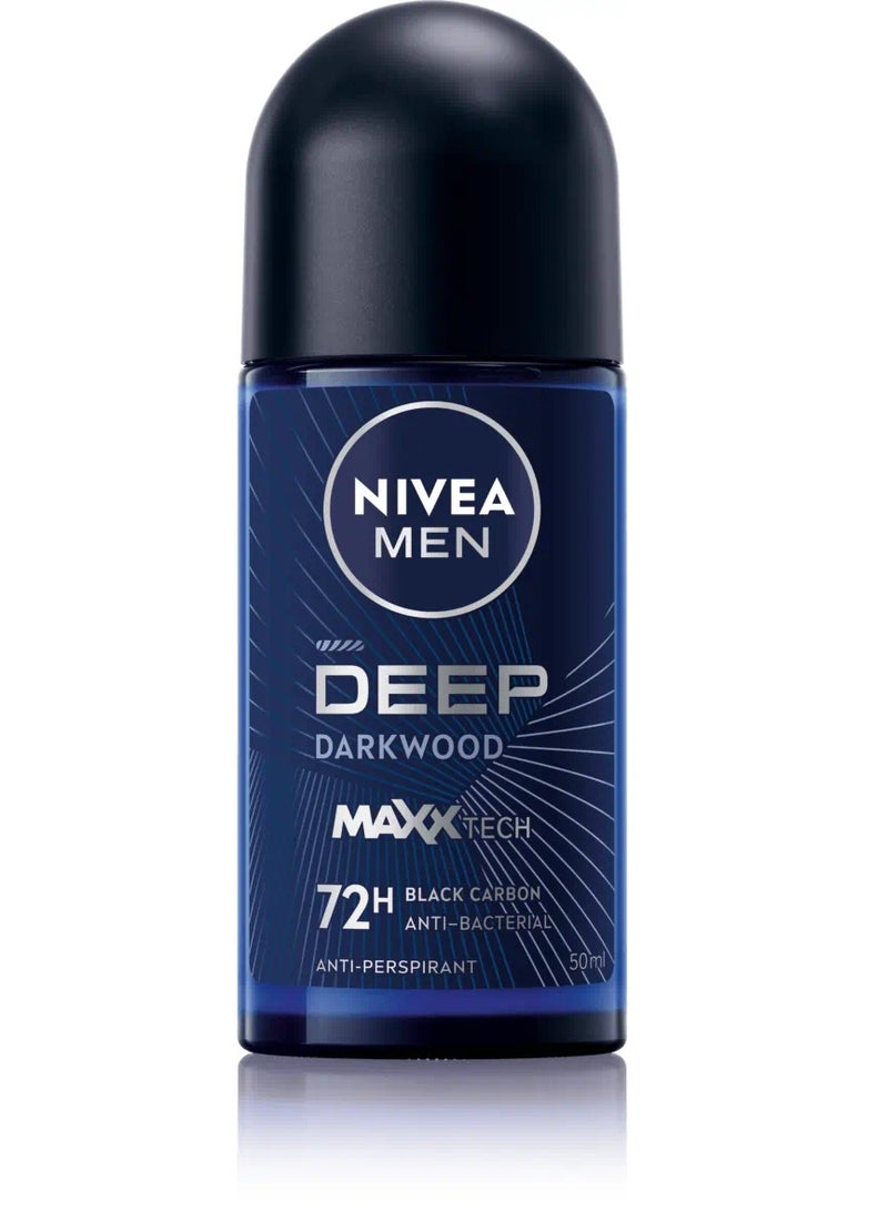 نيفيا مزيل عرق رول أون من ديب بلاك كاربون للرجال، برائحة الخشب الداكن، 50 مل (عبوة من 6 قطع) - Image 2
