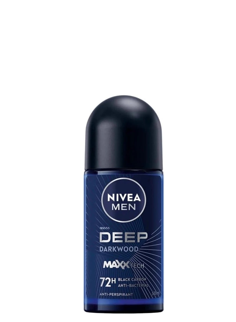 نيفيا مزيل عرق رول أون من ديب بلاك كاربون للرجال، برائحة الخشب الداكن، 50 مل (عبوة من 6 قطع) - Image 3