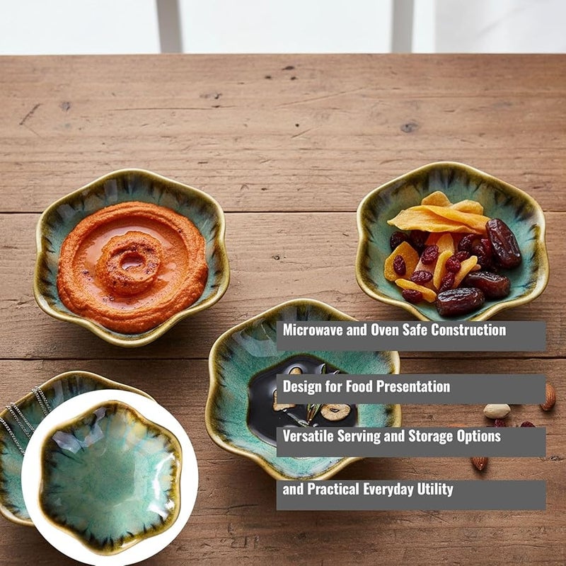 Leaf Design Ceramic Dipping Dish Soy Sauce Condiments Snacks Bowl Microwave Safe 11x9 7x2 5 cm - Image 3