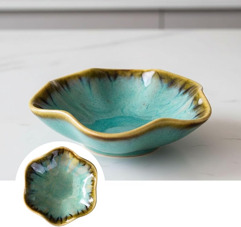 Leaf Design Ceramic Dipping Dish Soy Sauce Condiments Snacks Bowl Microwave Safe 11x9 7x2 5 cm - Image 5