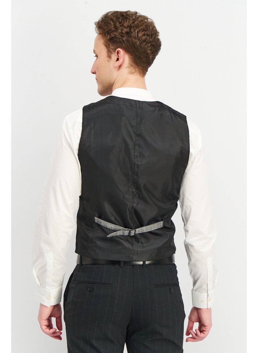 SELECTED Men Regular Fit Plaid Michael Vest, Grey  - Image 2