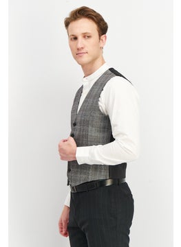 SELECTED Men Regular Fit Plaid Michael Vest, Grey  - Image 3
