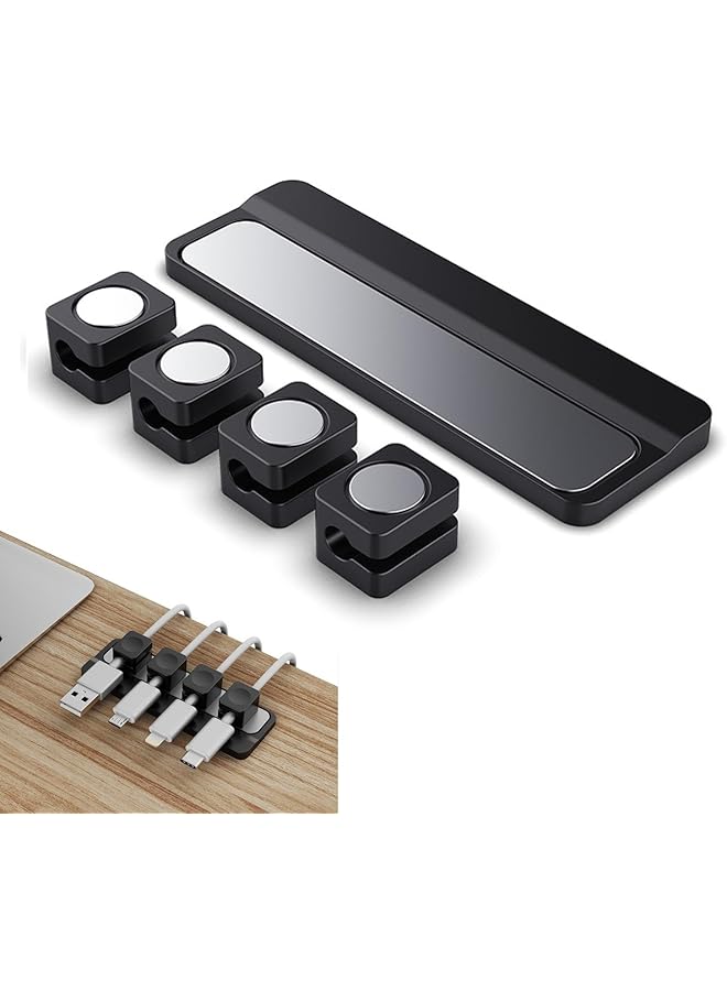 promass Cable Organizer Magnetic, Magnetic Cable Clips, Desktop Cable Holder Multipurpose with 4 Clips, Multiple Sizes Cable Holder Clips Management, Desktop Cord Management for All Wires (Black) - Image 1