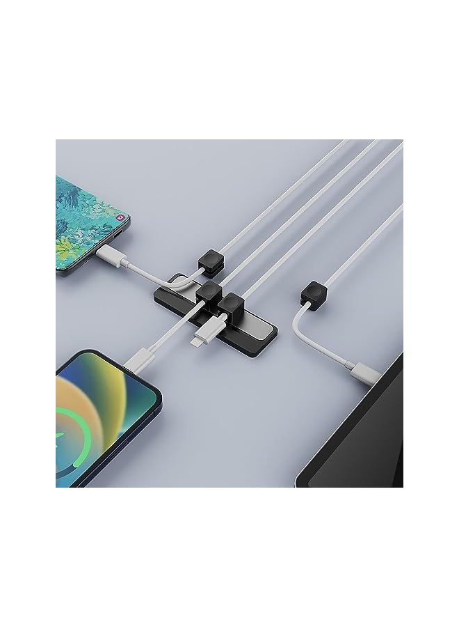 promass Cable Organizer Magnetic, Magnetic Cable Clips, Desktop Cable Holder Multipurpose with 4 Clips, Multiple Sizes Cable Holder Clips Management, Desktop Cord Management for All Wires (Black) - Image 4