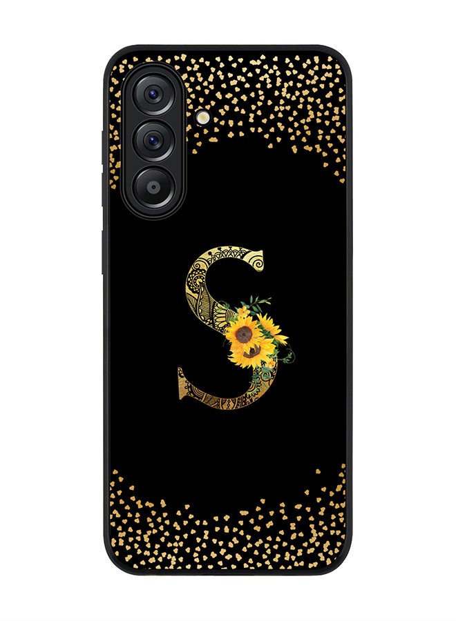 Stylizedd For Samsung Galaxy A56 5G Case,Slim fit Camera Protection, Shockproof Thin Phone cover  - Custom Floral Monogram - S ( Black )  - Image 1
