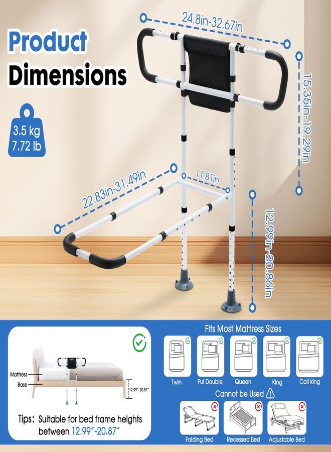 goodleben Bed Rails for Elderly Adults Safety, Bed Assist Rails for Seniors with Non-Slip Ergonomic Handle, Floor Support & Storage Pocket, Adjustable Bed Rail Fits Twin, Full, Queen & King Beds - Image 2