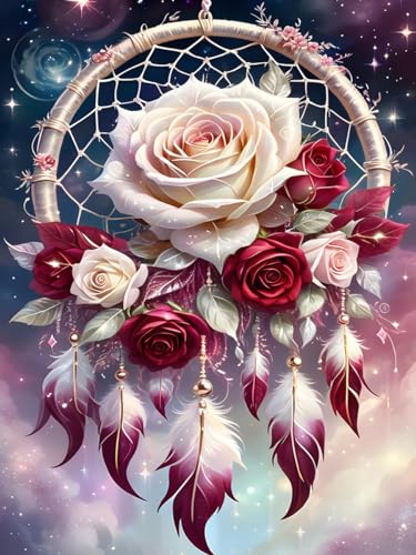 Mrnsiet Dream Catcher Counted Cross Stitch Kits for Adults Flowers Stamped Cross Stitch Kits for Beginners Needlepoint CrossStitch Patterns Embroidery Kits Arts and Crafts for Home Decor 1216 Inch - Image 1