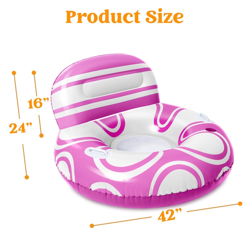 Sloosh Inflatable Pool Floats Chair - River Tube Pool Floaties Sofa with Big Backrest  Lounge Above Water Floating Chair Mesh Bottom Swimming Pool Party Toys Lounger Lake Raft for Adults (Pink White) - Image 5
