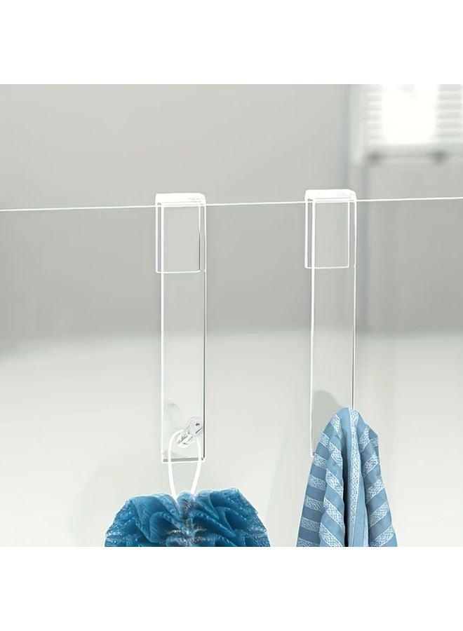 2pcs Acrylic Shower Door Hooks No Drill Plastic Hooks for Keys Towels Household Storage - Image 5