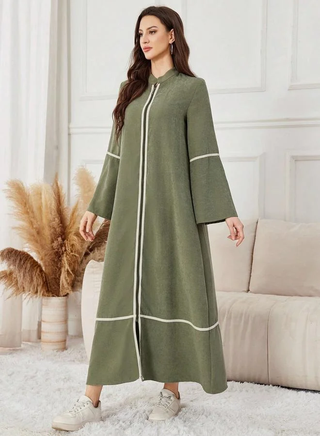 Take Two  Women Khaki Collared A-Line Jalabiya for Women | Best Price UAE