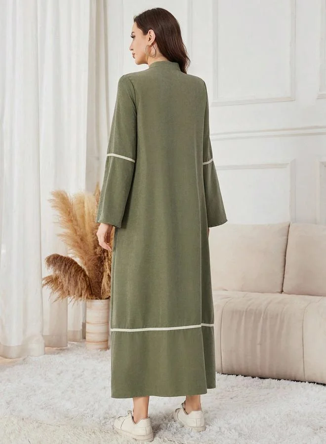 Take Two  Women Khaki Collared A-Line Jalabiya for Women | Best Price UAE