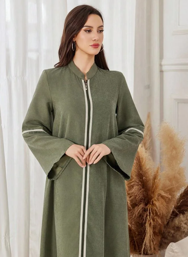 Take Two  Women Khaki Collared A-Line Jalabiya for Women | Best Price UAE