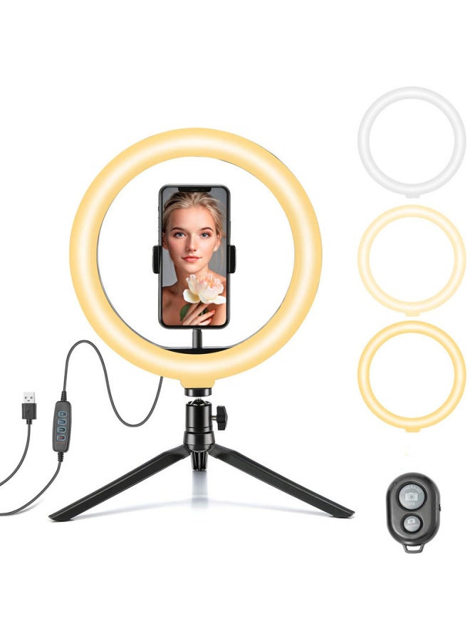 Direct Desktop Mobile Phone Bracket Fill Light Inch Cm Ring Self-timer Light Beauty Tattoo Live Light-Colour:26cm Arc + Pan/tilt + Hose Phone Clamp + Desktop Tripod  - Image 2
