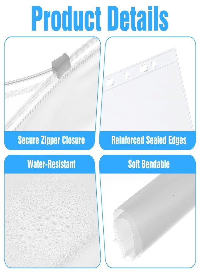 Caeuiciw 40 Pcs Clear Letter Size Binder Pockets 3 Ring Binder Zipper Pouch Document Organizer, Waterproof PVC 3 Ring A4 Pockets with Zipper Insert Sleeves Page Sheet Protectors Business Office Supplies - Image 3