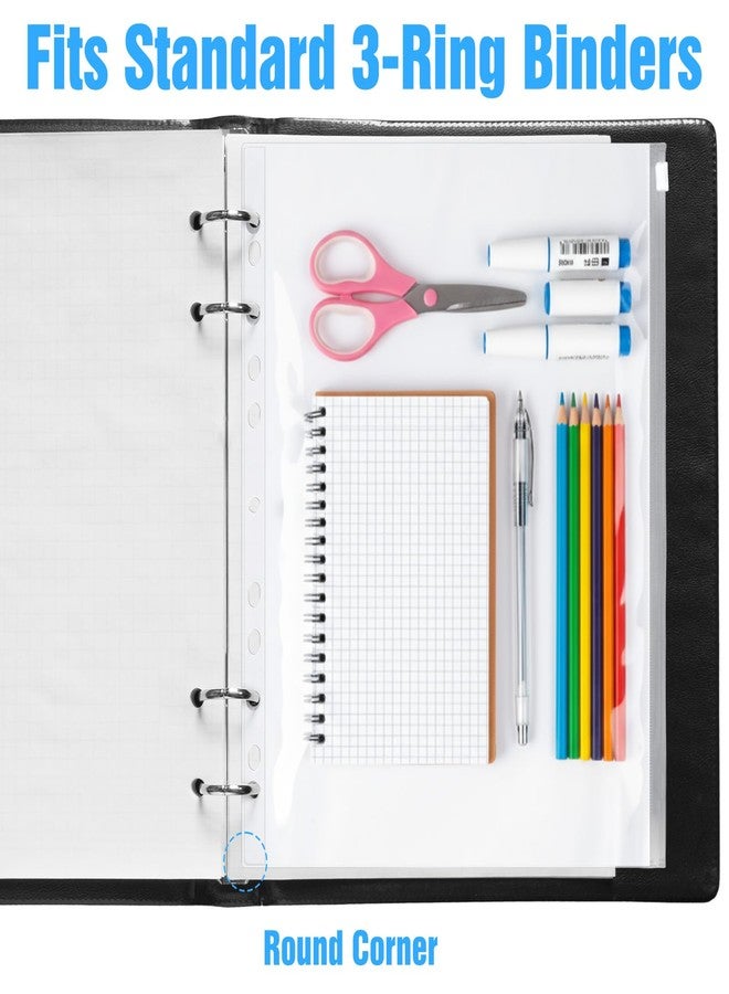 Caeuiciw 40 Pcs Clear Letter Size Binder Pockets 3 Ring Binder Zipper Pouch Document Organizer, Waterproof PVC 3 Ring A4 Pockets with Zipper Insert Sleeves Page Sheet Protectors Business Office Supplies - Image 5