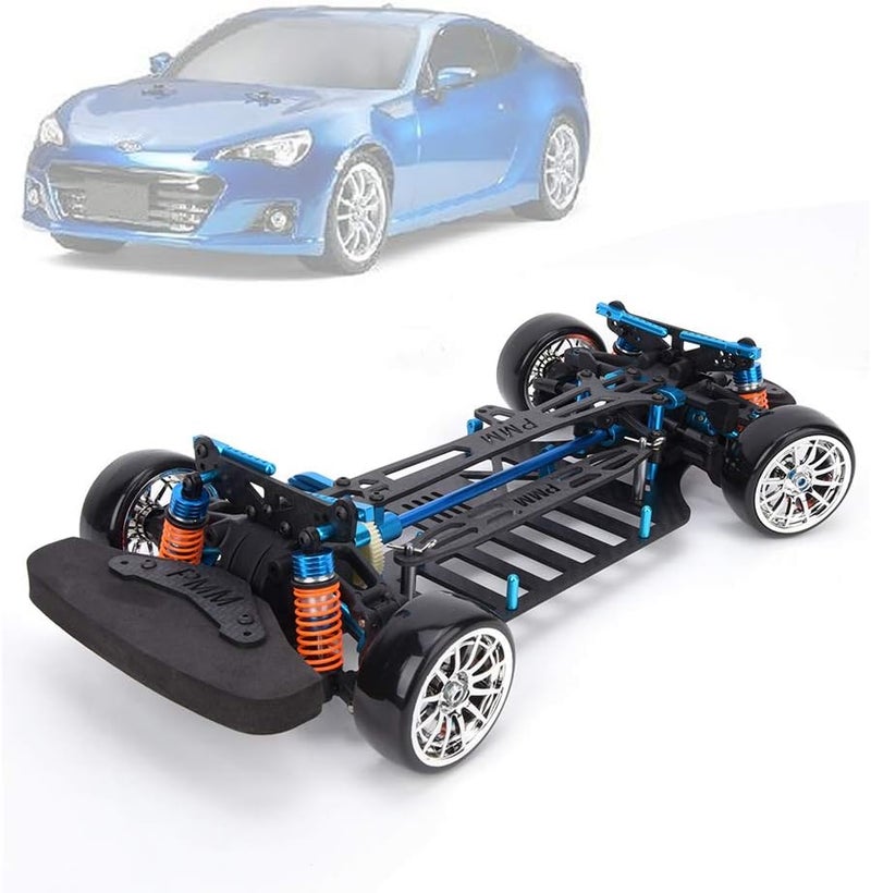 comfrt RC Car Frame, Aluminium Alloy & Plastic Frame Kit 1:10 RC Part 4WD with Carbon Fiber Chassis Bumper for TT01/TT01E 1/10 RC Car Model Associated - Image 2