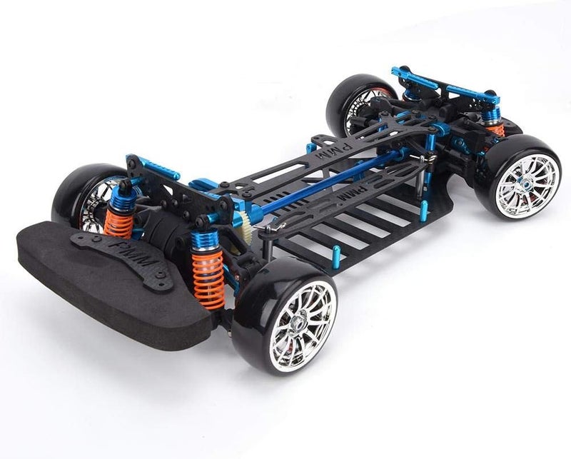 comfrt RC Car Frame, Aluminium Alloy & Plastic Frame Kit 1:10 RC Part 4WD with Carbon Fiber Chassis Bumper for TT01/TT01E 1/10 RC Car Model Associated - Image 1