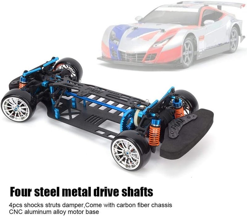 comfrt RC Car Frame, Aluminium Alloy & Plastic Frame Kit 1:10 RC Part 4WD with Carbon Fiber Chassis Bumper for TT01/TT01E 1/10 RC Car Model Associated - Image 3