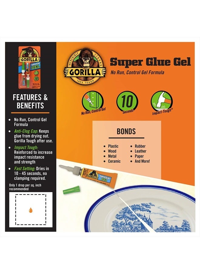 Gorilla Super Glue Gel, Two 3 Gram Tubes, Clear, (Pack of 1)  - Image 2