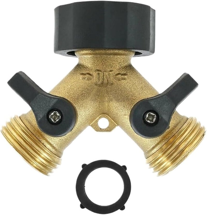 محول صنبور Y نحاسي مقسم، موصل خرطوم حديقة ثنائي الاتجاه مع صمامات كرة إغلاق - Image 3