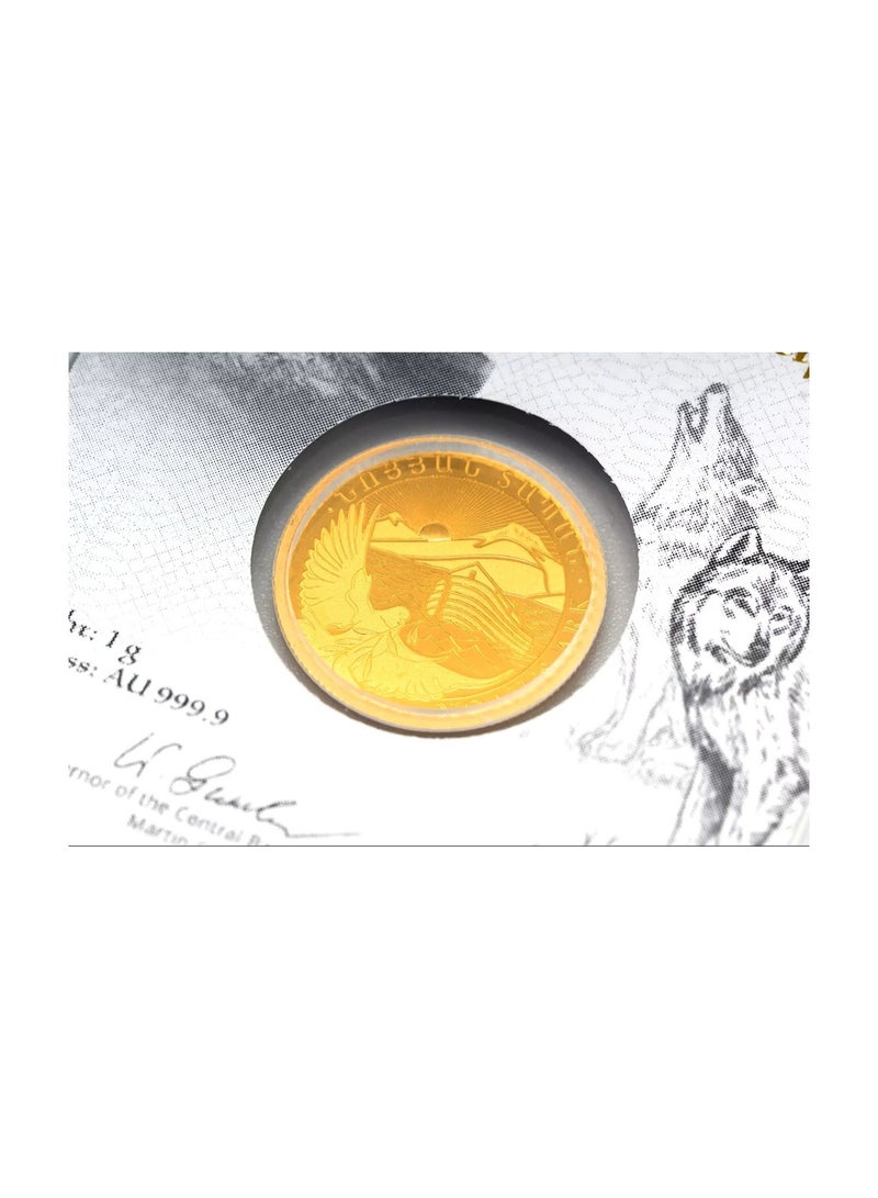 24K Gold Armenia 2026 100 Dram Gold 1 g - Noah's Ark, Armenian Bullion Coin, Sealed Assay Capsule - Image 2