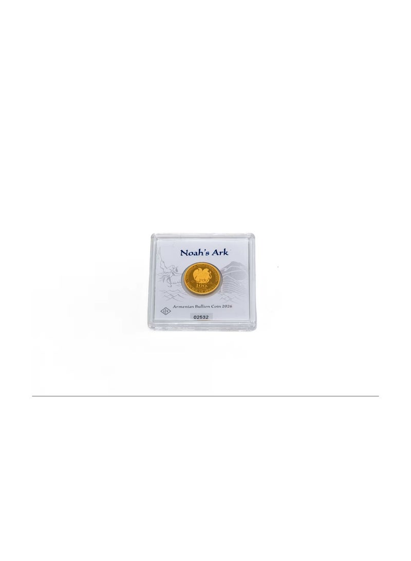 24K Gold Armenia 2026 100 Dram Gold 1 g - Noah's Ark, Armenian Bullion Coin, Sealed Assay Capsule - Image 4
